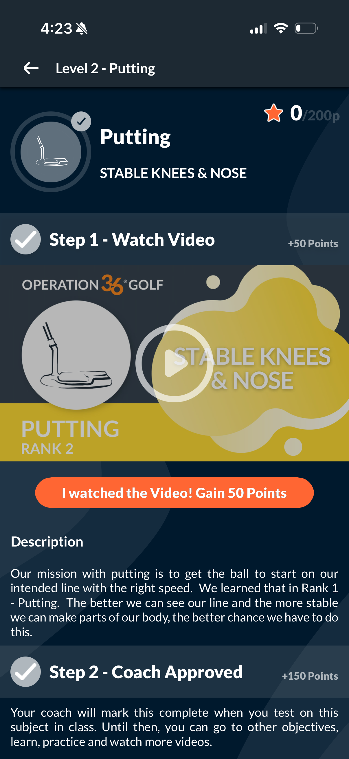 A sample Op 36 skill lesson playing in the app