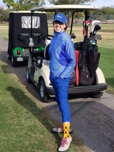#1inaMillion Golfer Amy Carmien showing off her crazy socks