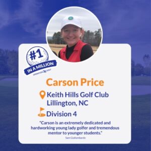 #1inaMillion Golfer Carson Price social media post