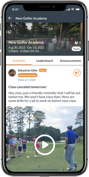 Class view on Operation 36 Golf App