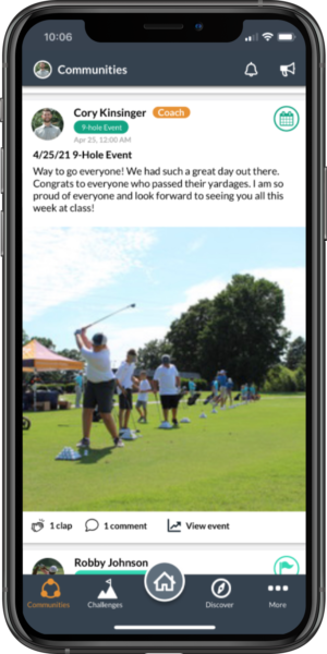 Community Screen on Operation 36 Golf App