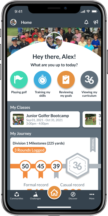 Operation 36 Golf app home page